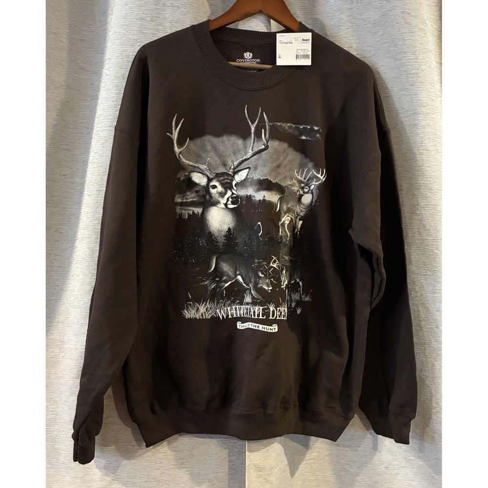 Vtg Whitetail Deer Hunting Nature Wildlife Wilderness 90s Crewneck Sweatshirt XL